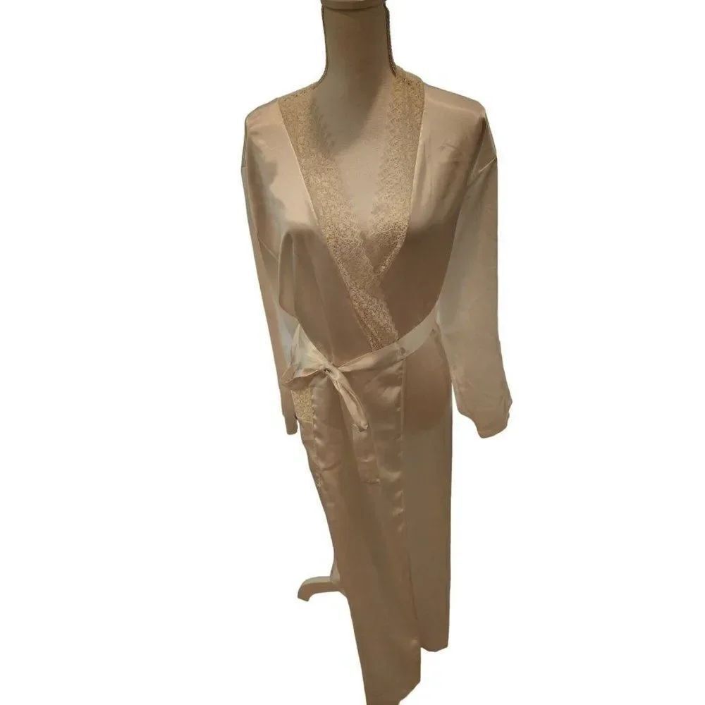 Judith Hart Womens White Silk Wrap Robe Lace Intimates Sexy Glam M France
